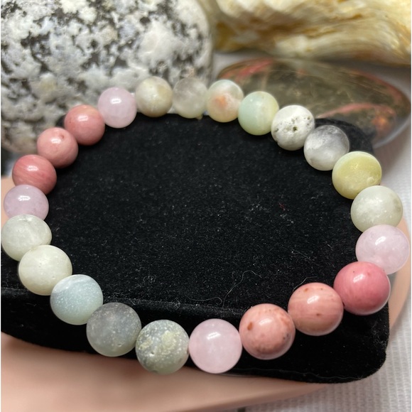 BOGO FREE Rose Quartz And Rhodonite Natural Stone Bracelet 💕 - Picture 1 of 5